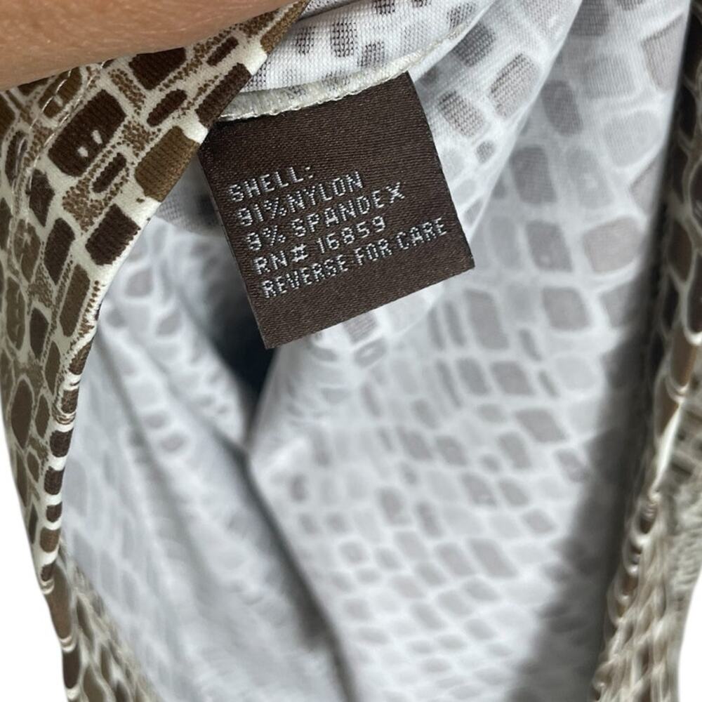 J.McLaughlin Catalina Cloth Savannah Panama Brown Cream Faux Wrap Dress Medium - Picture 14 of 14